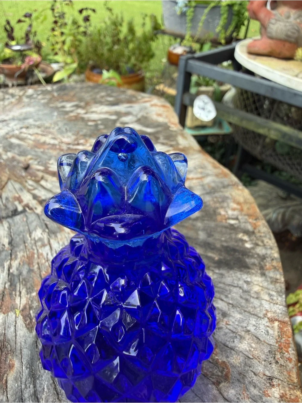 Cobalt Blue Glass Pineapple Decorative Accent
